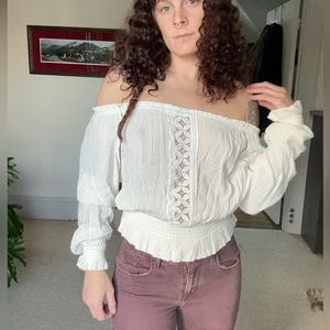 Off shoulder white lace top 💕